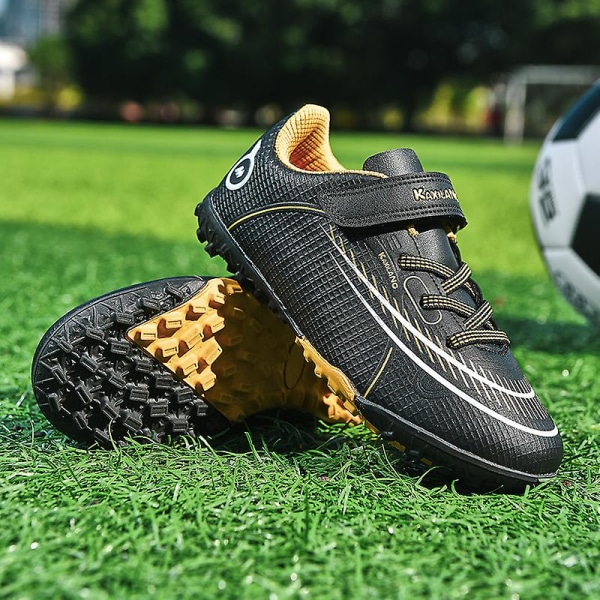 Fotbollsskor för barn Halkfria fotbollsskor Klossar Gräs Fotbollssneakers Yj6192 Black 36