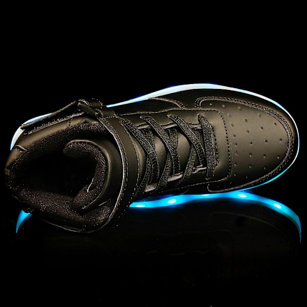 Barnskor Pojkar Led Light Up Skor Pojkar Flickor Sportlöparskor 1600 Black 34
