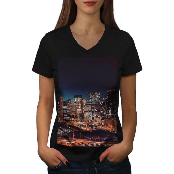 Night Urban City T-shirt för kvinnor XL