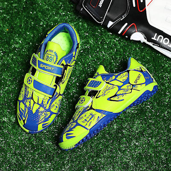 Fotbollsskor för barn Halkfria fotbollsskor Klossar Gräs Fotbollssneakers Yj166 Green 33