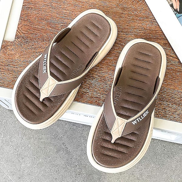 Herrflip-flops stringtrosor Sandaler Komforttofflor för stranden 3C8128 Khaki 45