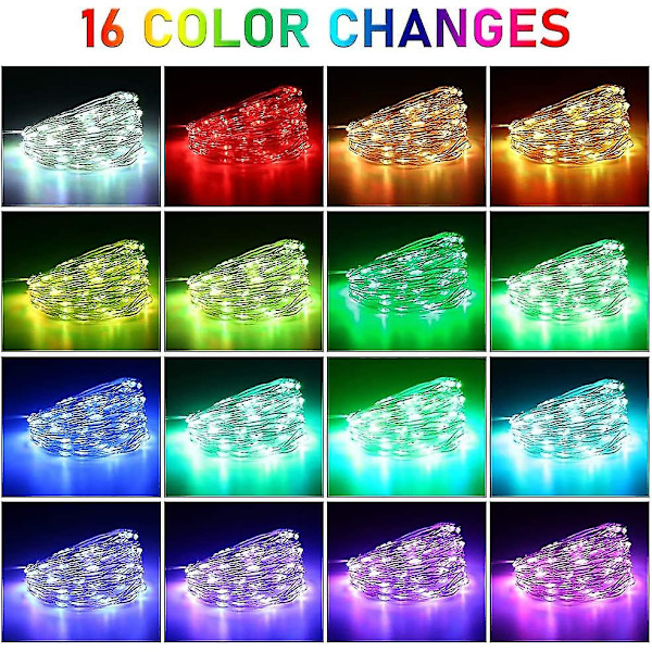 10m 100led Flerfärgade String Lights Inuti. Heilwiy 16 färger 4 lägen utomhus USB