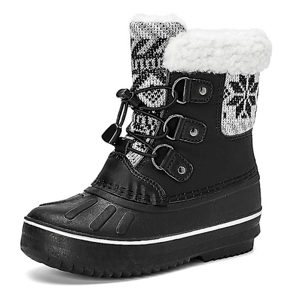 Vintersnöskor för barn Varma ankelstövlar Halkskydd Pojkar Flickor Vinterskor E01 Black 37