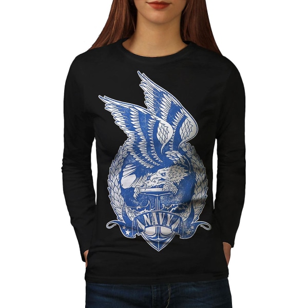 Usa Navy Eagle Fashion Women Blacklong Sleeve T-shirt XL