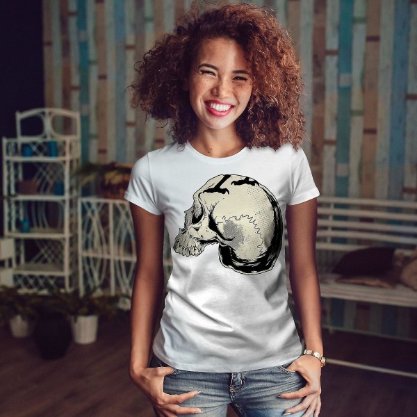 Human Dead Scalp Skull Whitet-shirt för kvinnor XXL