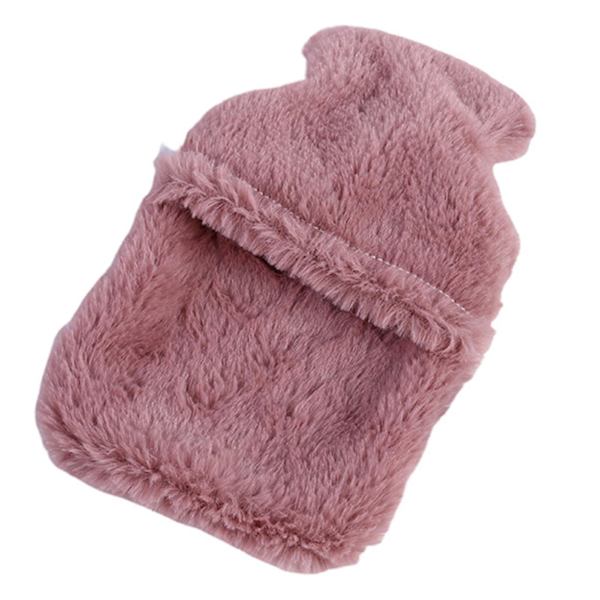 Varmvattenflaska Bred öppning Bekväm beröring Söt tecknad vinter Pvc vattenflaska med cover för varm kall terapi Beige
