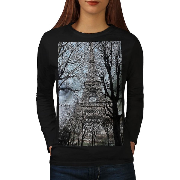 Paris Photo Day Svart långärmad t-shirt för kvinnor 3XL