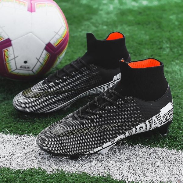 Fotbollsskor för män Halkfria fotbollsskor Klossar Gräs Fotbollssneakers 1313 Black 43