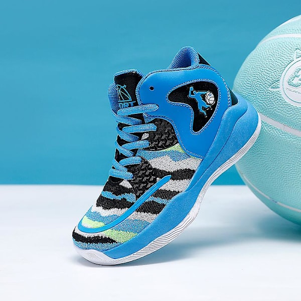 Barn Basketskor Mode Pojkar Flickor Sneakers Andas Sportskor Eht008 BlackBlue 37