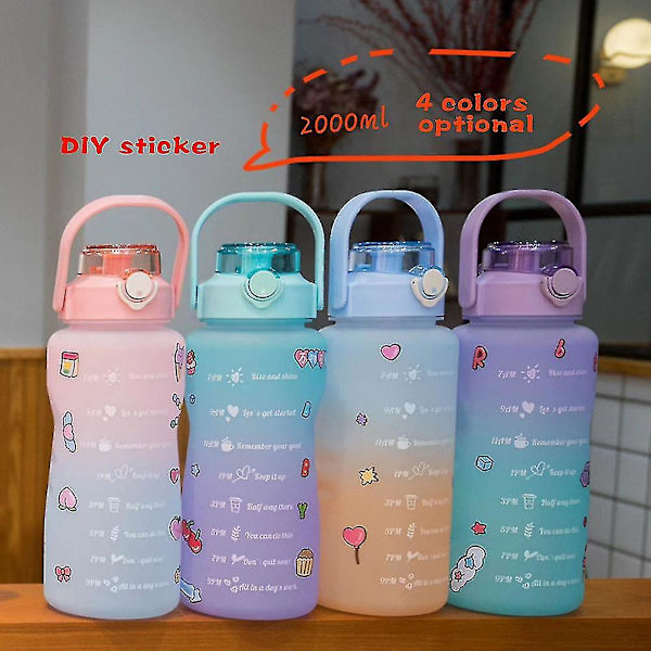 Gradient vattenflaska Bpa-fri 1,5/2l dricksflaska med sugrör för fitness Gradient Purple 1500ml