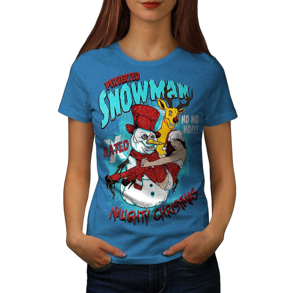 Snowman Girl Christmas Kvinnor Royal Bluet-shirt M