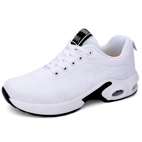Air Cushion Sneakers för damer Shoes Damping Running Shoes 1727 White 37