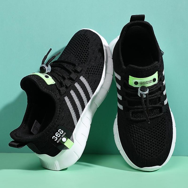 Sneakers för barn som andas löparskor Mode sportskor 2D2136 BlackWhite 28