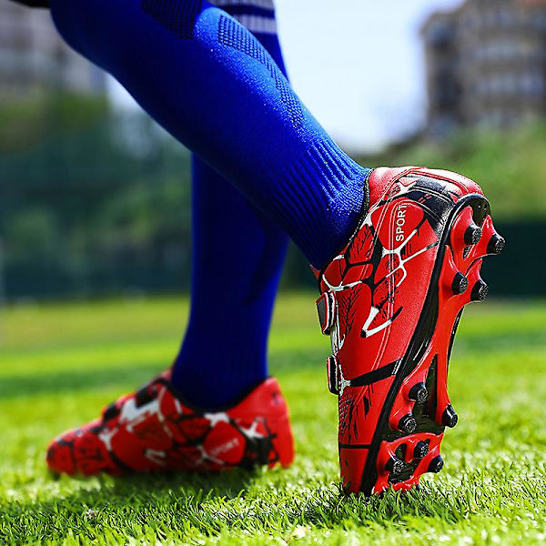 Fotbollsskor för pojkar Halkfria fotbollsskor Klossar Gräs Fotbollssneakers YJ166A Red 37