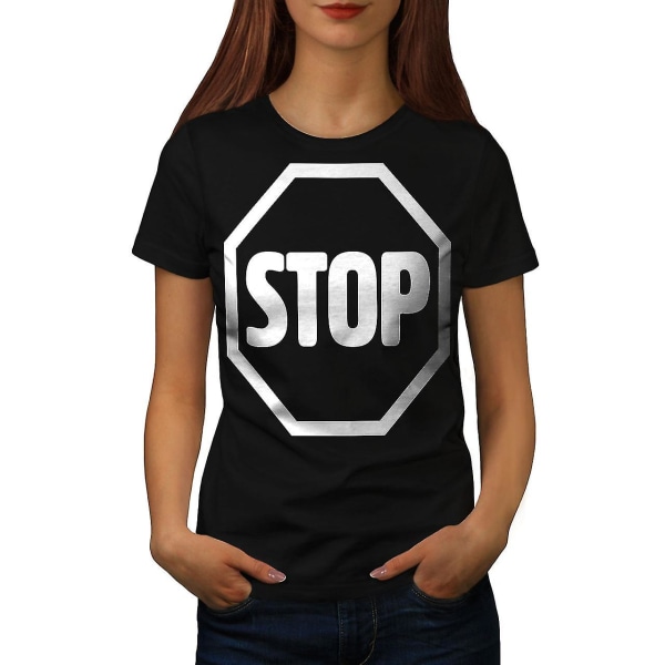 Stoppa vägskylt Mode kvinnor Blackt-shirt M