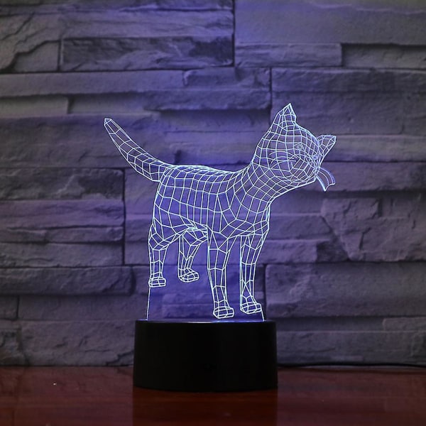 Färgglada rutnät Cat Head Tilt 3d Led nattlampa Barn sovrum bordslampa