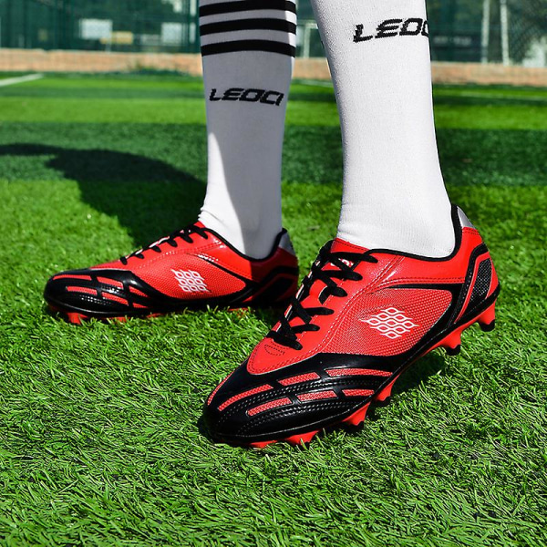 Pojkar Flickor Fotbollsskor Halkfria fotbollsskor Klossar Gräs Fotbollssneakers 2K26027A Red 33