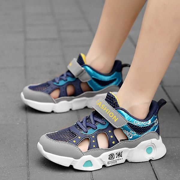 Sneakers för barn för pojkar, flickor, löpning tennisskor, lätt andas sport, atletisk 3B821 Blue 30