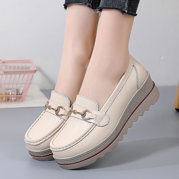 Damer Casual Mode Skor Loafer Skor Mamma Skor 3Ap7078 Beige 36