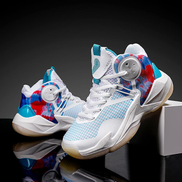 Basketskor för barn Mode Pojkar Flickor Sneakers Andas Sportskor 3331 Blue 38