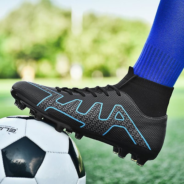 Fotbollsskor för män Halkfria fotbollsskor för herr Gräs Fotbollssneakers T22166 Black 41