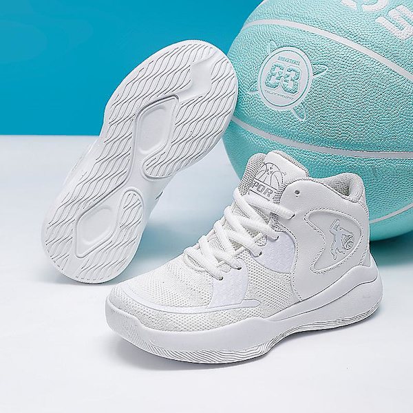 Barnbasketskor Mode Halkfria sneakers Sportskor som andas 2C008 White 40