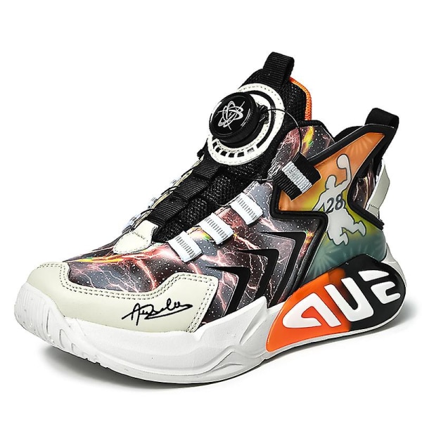 Basketskor för barn Mode Halkfria sneakers Andas Pojkar Flickor Sportskor 2901 Beige 40