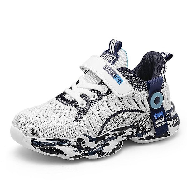 Barn Sneakers Andas löparskor Mode Pojkar Flickor Sportskor 3A176 White 34