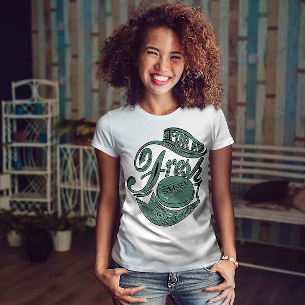 Fresh Start Button Whitet-shirt för kvinnor M