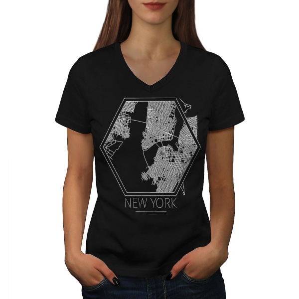 New York City Karta T-shirt för kvinnor 3XL