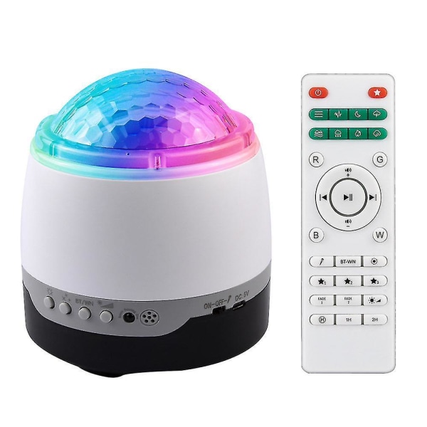 LED Star-projektor, Bluetooth högtalartimer Lämplig för födelsedagar och familjesammankomster (vit)