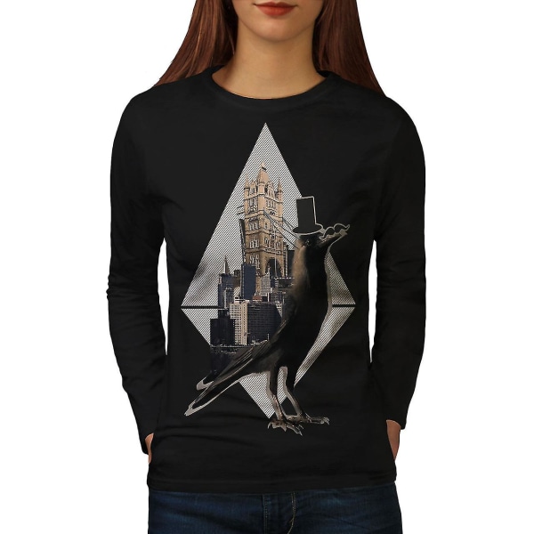 London Bridge Bird Svart långärmad T-shirt för kvinnor L