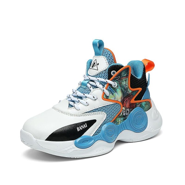 Basketskor för barn Mode Pojkar Flickor Sneakers Sportskor som andas 2Lb2205 Blue 38