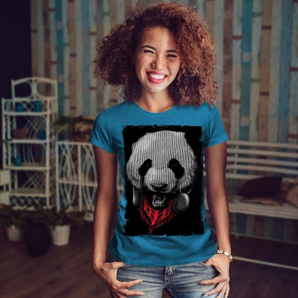 Panda Med Headset Kvinnor Royal Bluet-shirt XXL