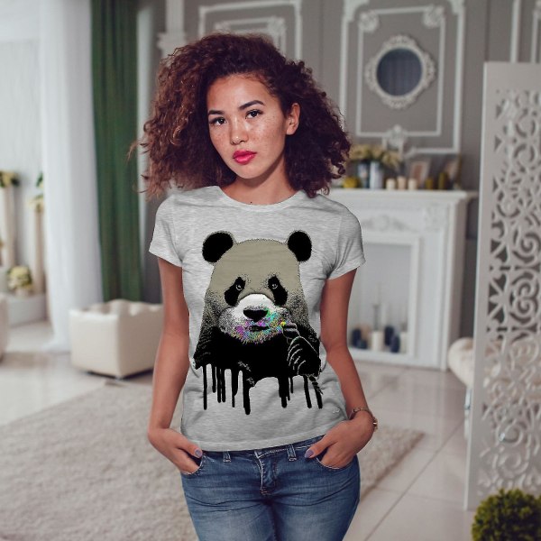 Söt Panda Sweets Animal Women Grå-skjorta S