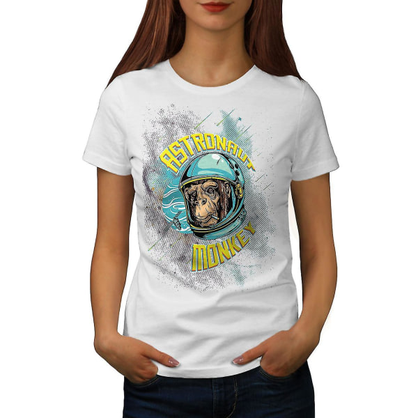 Astronaut Monkey Space Whitet-shirt för kvinnor M