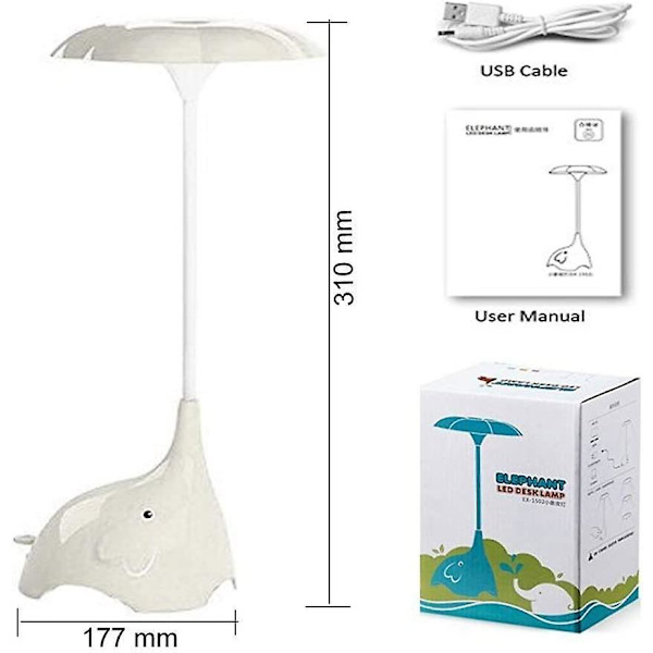 Nattlampor för barn med flexibla vinklar bordslampa - beröringskänslig 3 nivåer av ljusstyrka USB