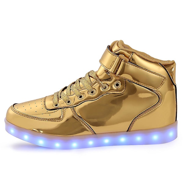 Barnskor Pojkar Led Light Up Skor Pojkar Flickor Sportlöparskor 1600 Gold 33