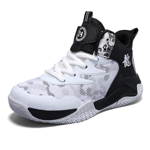 Basketskor för barn Mode Pojkar Flickor Sneakers Sportskor som andas 2Lk028 BlackWhite 32