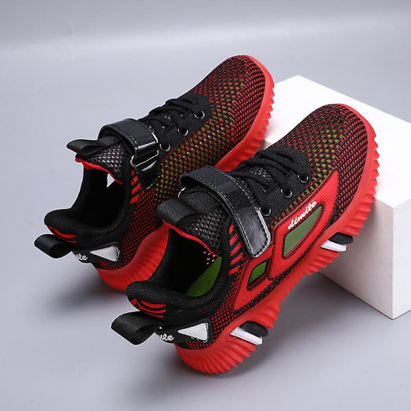 Sneakers för barn för pojkar, flickor, löpning tennisskor Lättvikts andas Sport Athletic 3B793 Red 38
