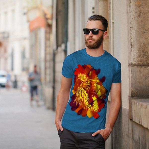 Magnific Lion Hue Herr Royal Bluet-shirt | Wellcoda XL