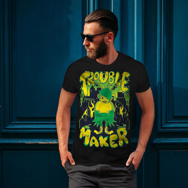 Trouble Maker Art Men Blackt-shirt L