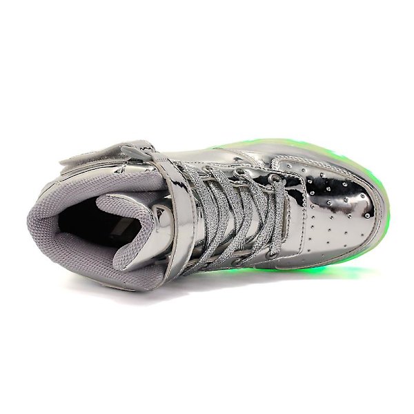 Barnskor Pojkar Led Light Up Skor Pojkar Flickor Sportlöparskor 1600 Silver 34