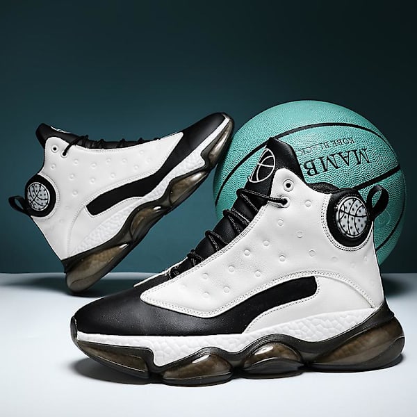Basketskor för män Mode Halkfria sneakers Sportskor som andas 2J6979 WhiteBlack 41