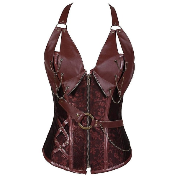 Kvinnors snörning med ben korsett hängande halsgrimma Brud Vintage Bustier Top Overbust midja