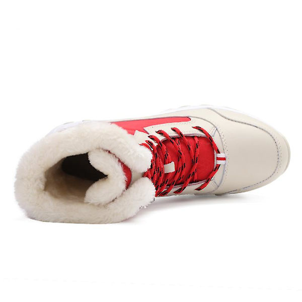 Dam Vinterstövlar Snow Boot Plysch Varma Skor Vattentät Boot 1617 Red 42