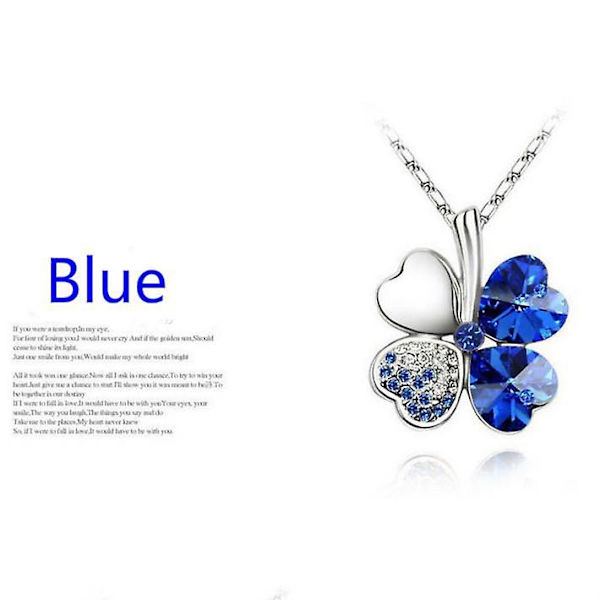Kvinnors gröna Crystal Lucky Clover hänge halsband