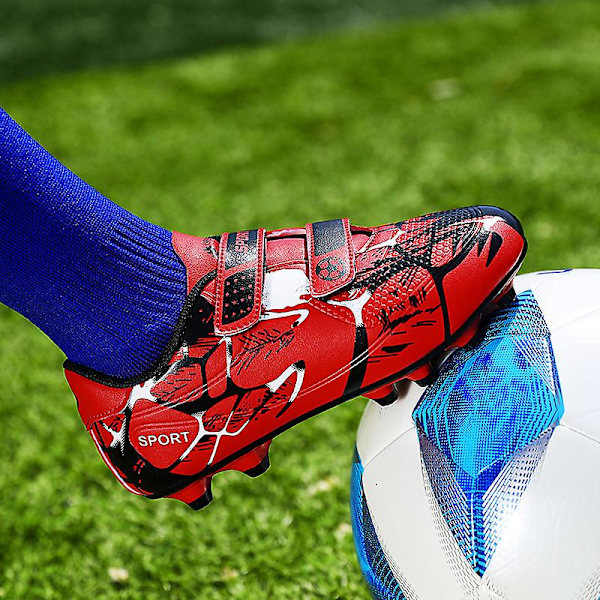 Fotbollsskor för pojkar Halkfria fotbollsskor Klossar Gräs Fotbollssneakers YJ166A Red 29