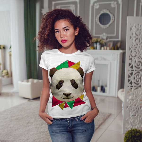 Geometrisk konst Panda T-shirt för kvinnor 3XL
