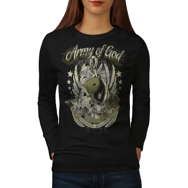 Army Of God Pilot Skull Women Blacklong Sleeve T-shirt XXL